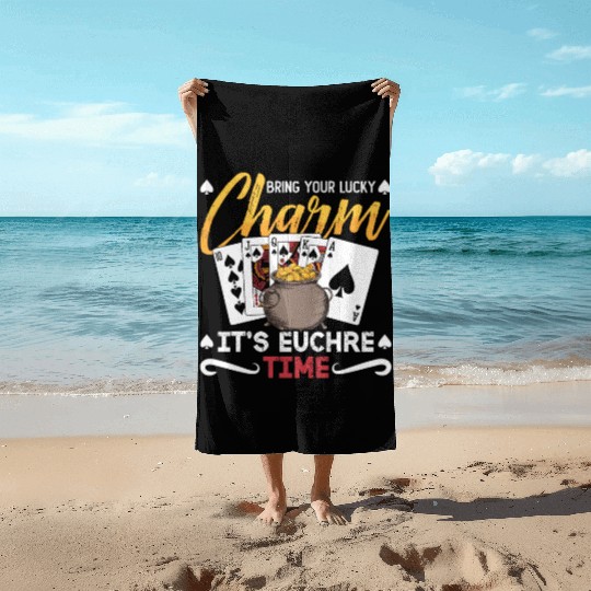 Euchre Bring Your Lucky Charm It's Board Game Beach Towels