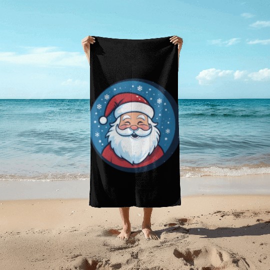 Vintage Santa Smiles Christmas Cheer Beach Towels