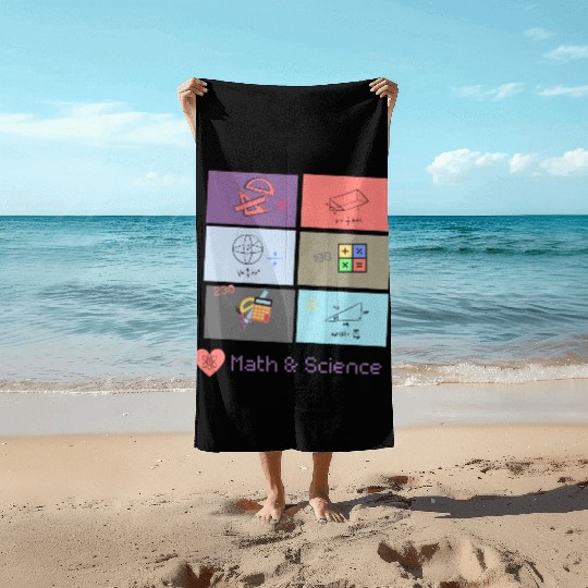 I love math and science Beach Towels