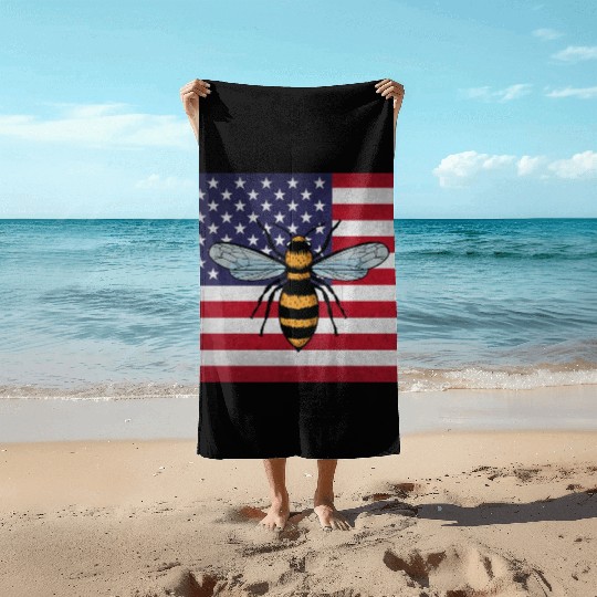 Beekeeper Beekeeping Us Flag Beach Towels