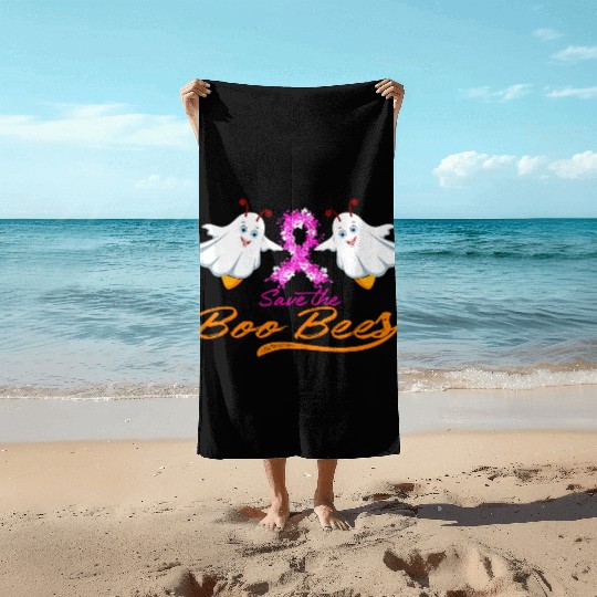 Fun Boobs Save The Boo Bees Breast Cancer Beach Towels