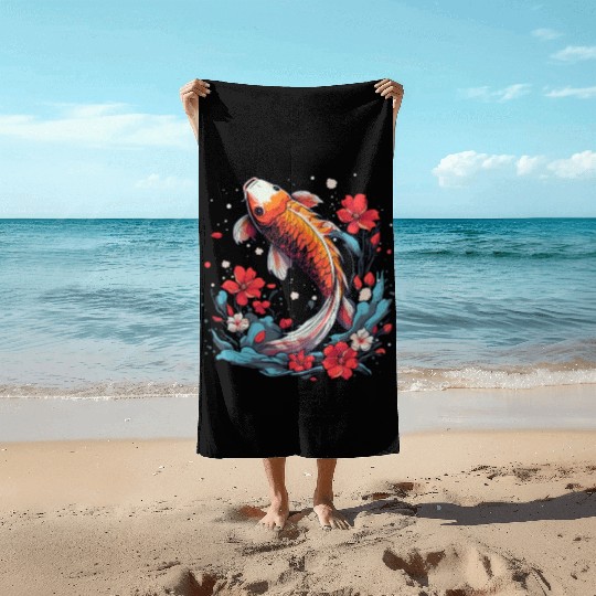 Koi Fish Koi Carp Japanese Koi Garden-Pond Koi Beach Towels