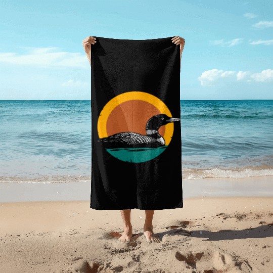 Loon Sunset Faded Look with Retro Colors Beach Towels