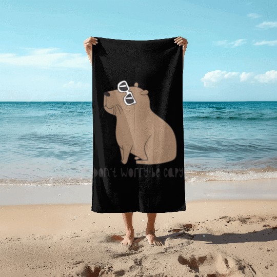 Don t Worry Be Capy Awesome Cute Capybara Beach Towels