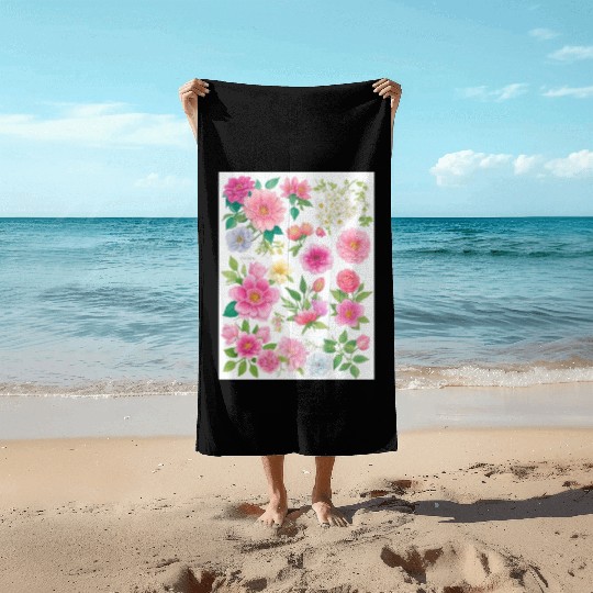 Lavender and Lilac Spring Flowers Beach Towels