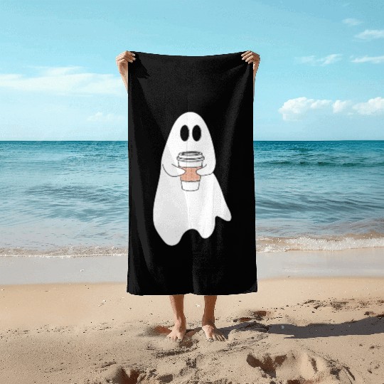 Ghost with latte Beach Towels