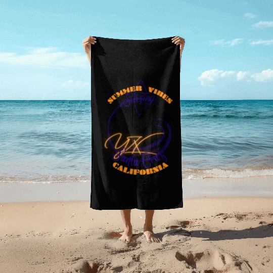 Santa Cruz California summer vibes surfing Beach Towels
