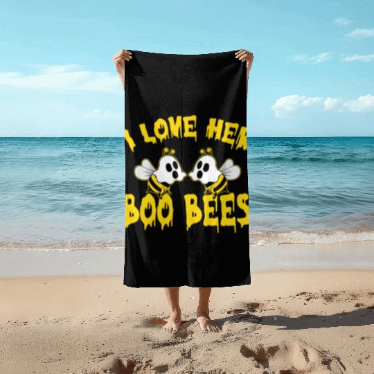 I Love Her Boo Bees Halloween Beach Towels