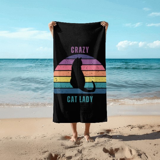 crazy cat lady Beach Towels