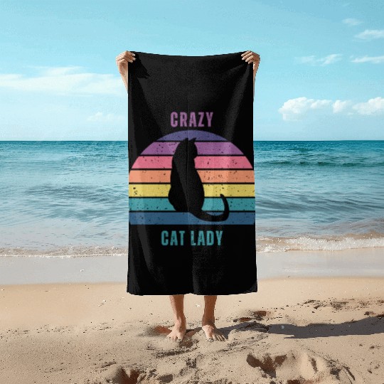 crazy cat lady Beach Towels
