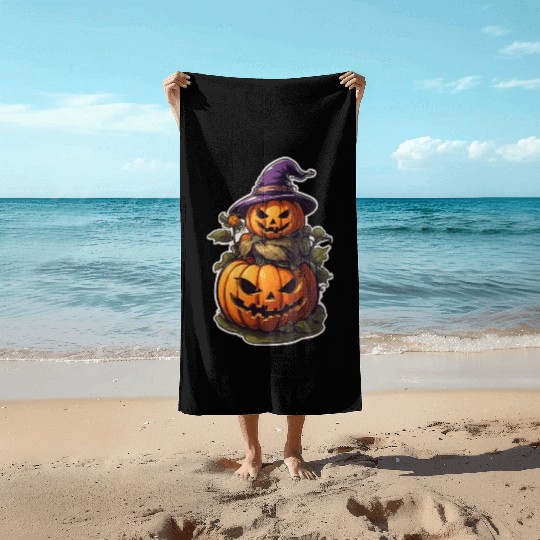 Happy Halloween Pumpkins 18 Beach Towels