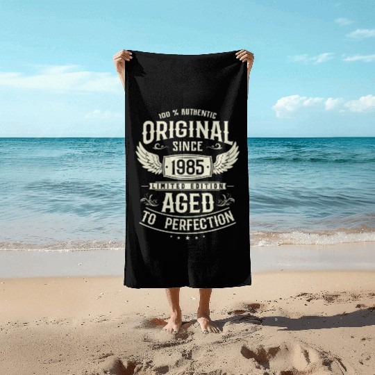 1985 Vintage Birthday Surprise Beach Towels
