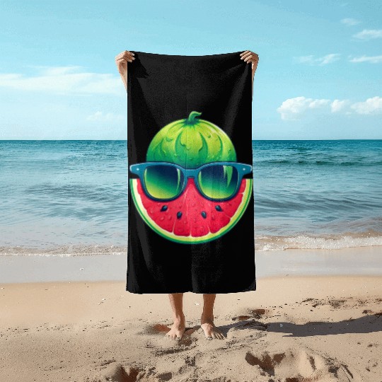 Summery Kawaii Design with Watermelon and Beach Towels