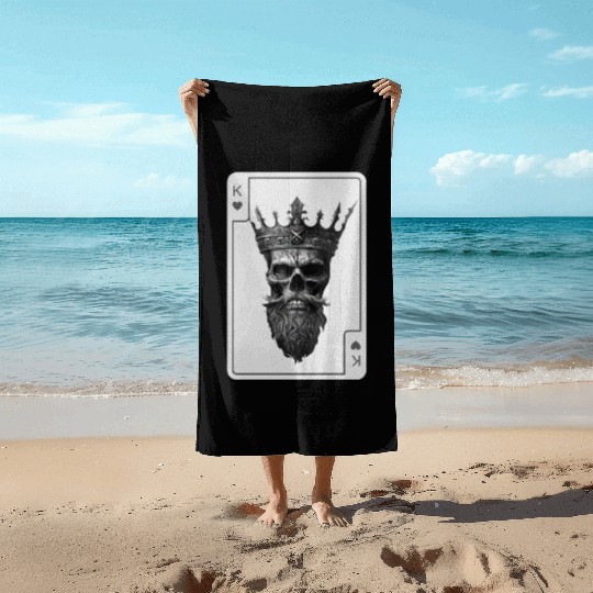 King of Hearts Creepy Card Game Poker Beach Towels