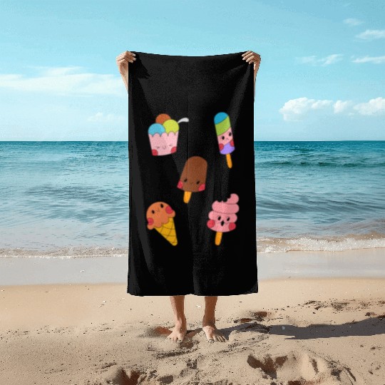 Cute Sweet Ice Cream Sticker Pack Beach Towels