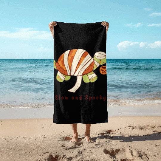 Slow And Spooky Halloween Spooky Mummy Tortoise Beach Towels