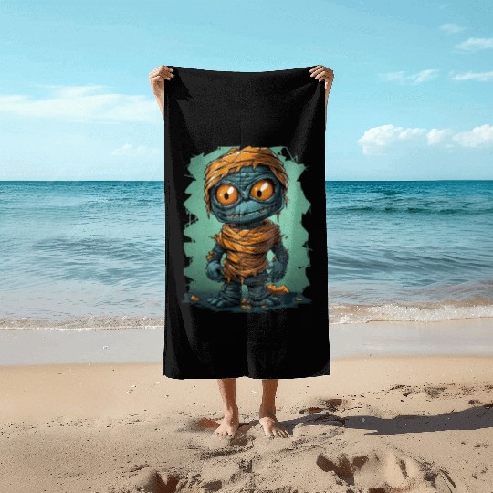 Halloween Spooky Cartoon Mummy Beach Towels