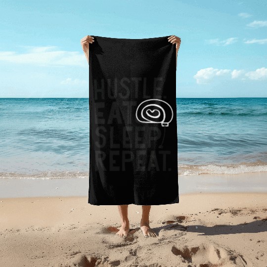 Hustle. Eat. Sleep. Repeat. Typography Beach Towels