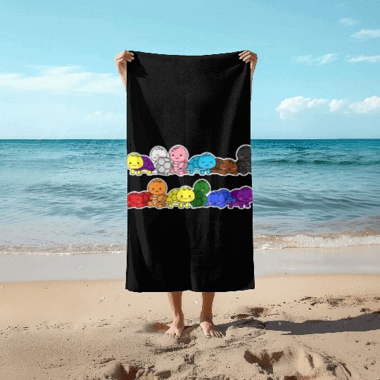 Pride Progress Flag Turtle Design for Equality Beach Towels
