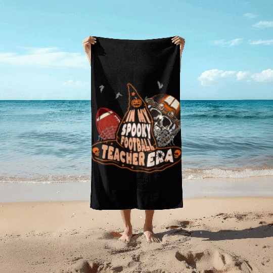 In My Spooky Football Teacher Era Witch Beach Towels
