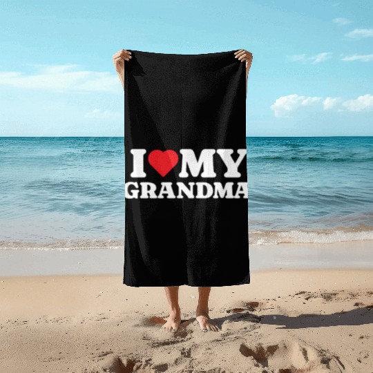 I Love My Grandma Beach Towels