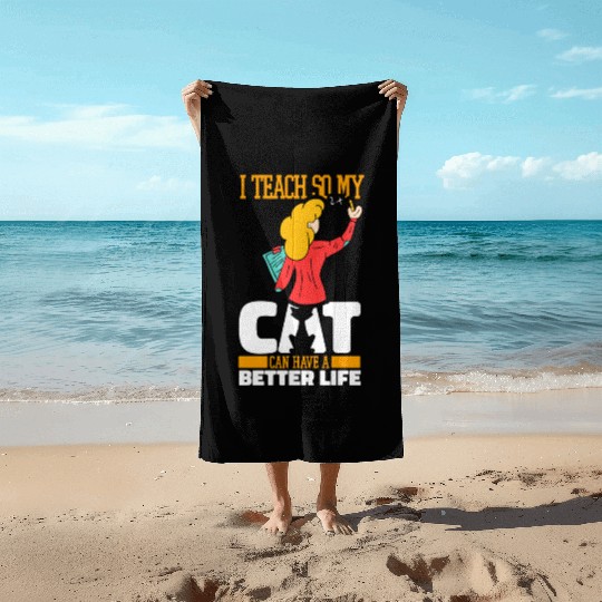 Daycare Teacher Cat Beach Towels