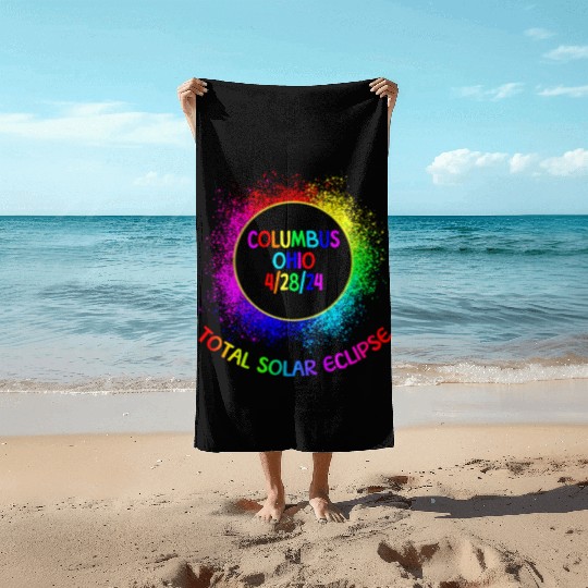 Total Solar Eclipse Columbus Ohio 4/28/24 Kids Beach Towels