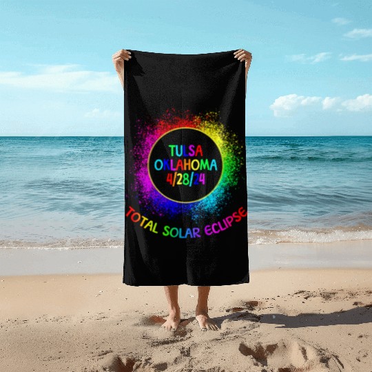 Total Solar Eclipse Tulsa Oklahoma 4/28/24 Kids Beach Towels