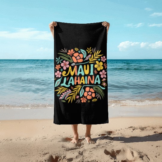 Maui Strong Lahaina Flower floral Beach Towels