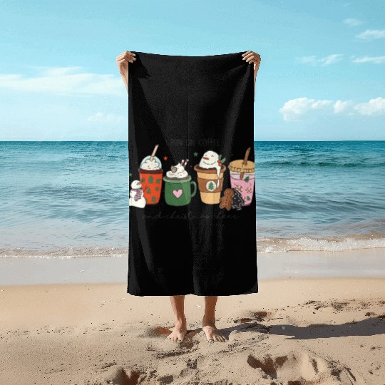 Funny I Run on Coffee and Christmas Cheer Beach Towels
