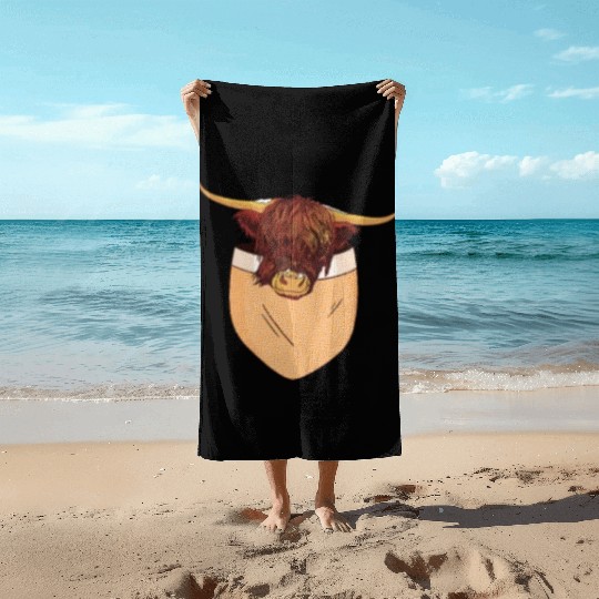 Scottish Highland Cow Pocket Design Beach Towels
