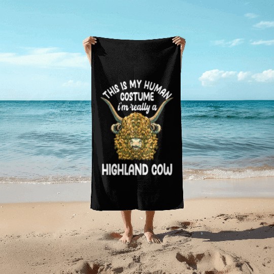 Funny Highland Cow Saying Beach Towels