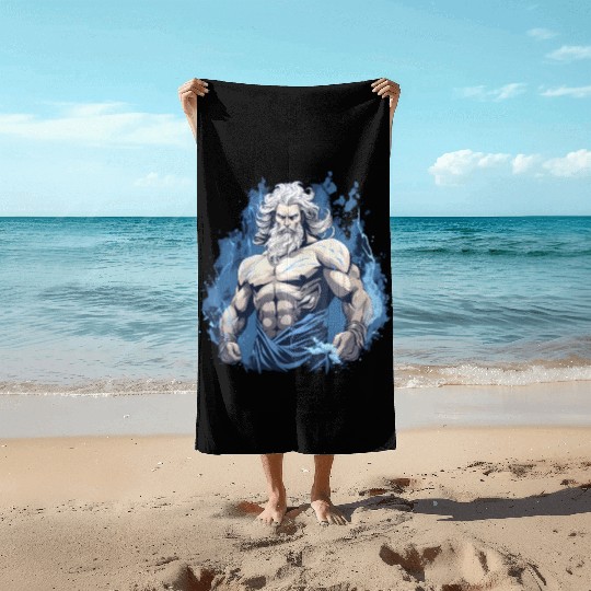 Zeus' Thunderbolt: Godly Gym Dominance Beach Towels