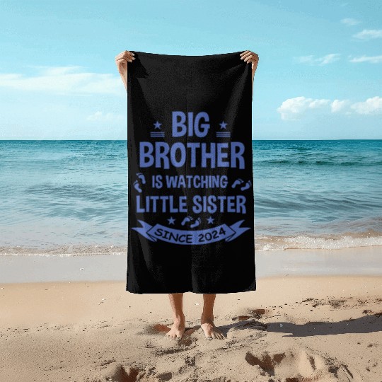 The big brother takes care of the little sister in Beach Towels