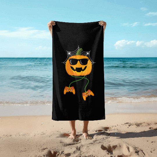 Halloween Jack O Lantern Gamer Boys Kids Men Beach Towels