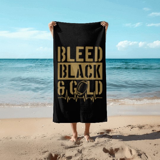Bleed Black and Gold Group School Football Sports Beach Towels