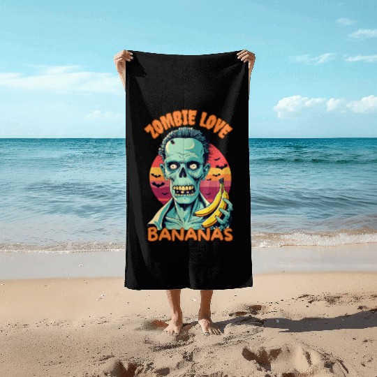 Zombie Love Bananas Halloween Beach Towels