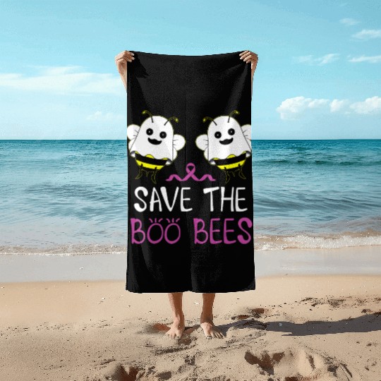 Save The Boo Bees Breast Cancer Awareness Beach Towels