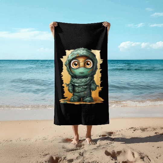Halloween Spooky Cartoon Mummy Beach Towels