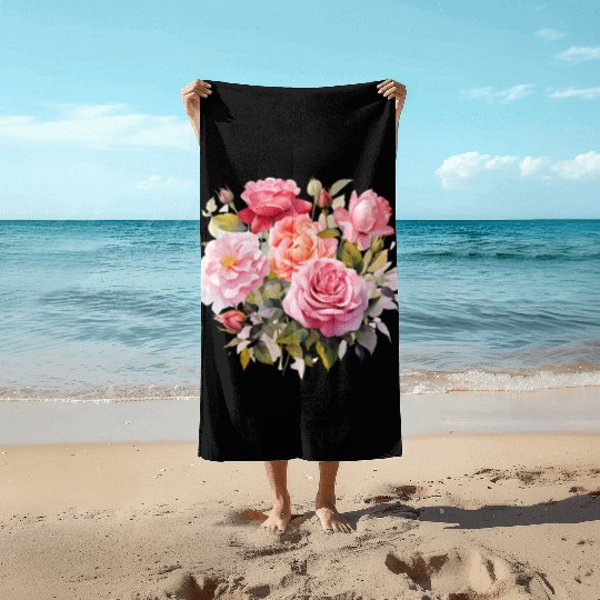 Nature's Artistic Elegance English Rose Tapestry Beach Towels