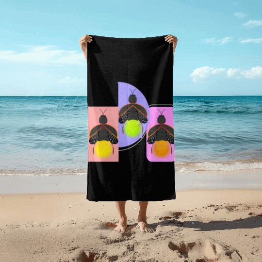 Glowing Firefly Beach Towels