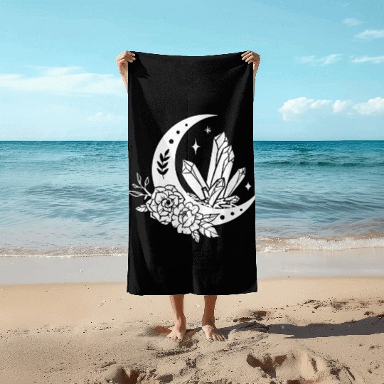 "Crystal Moon Flowers" Beach Towels