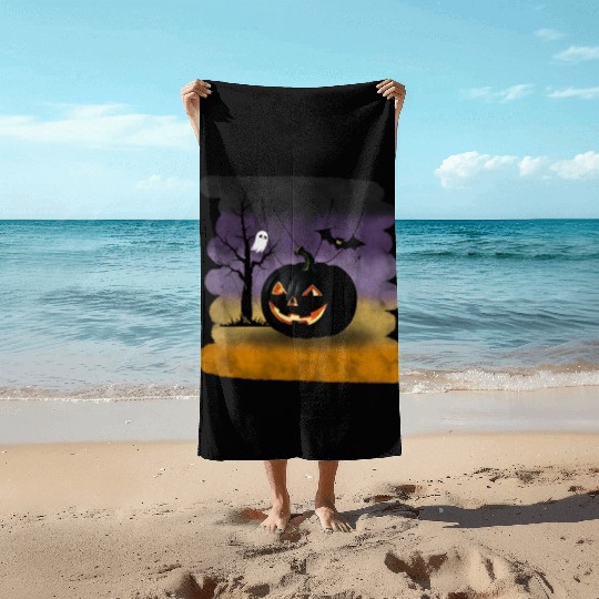 "The Midnight Pumpkin" Beach Towels
