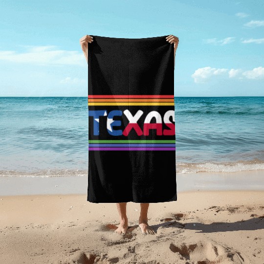 Rainbow Texas Flag Design for proud LGBT+ Texans Beach Towels
