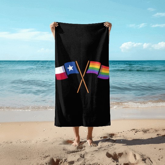 Flags of Pride Texas Design for proud LGBT+ Texans Beach Towels