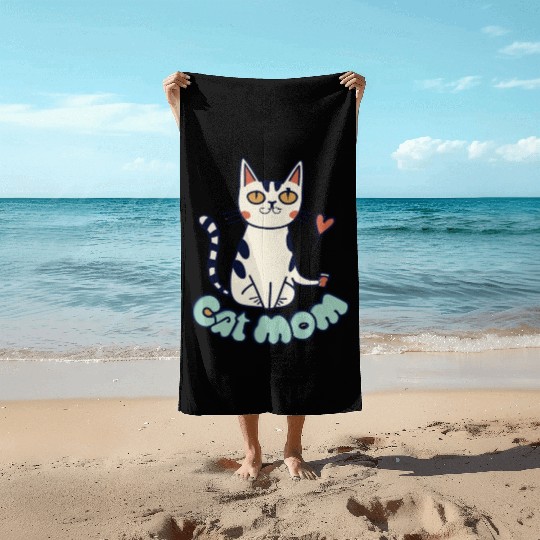 Cat cute and I love my Cat Funny , cat mom , cat Beach Towels