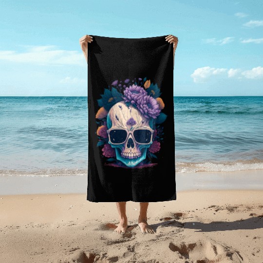 Floral Skull | C04 Beach Towels