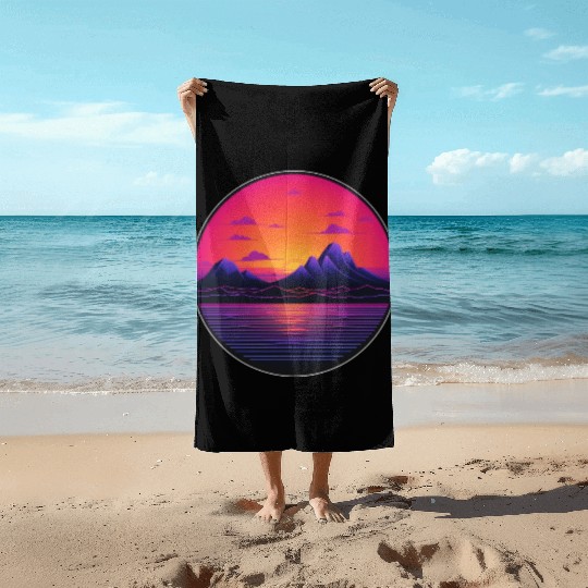 Vaporwave Beach Towels
