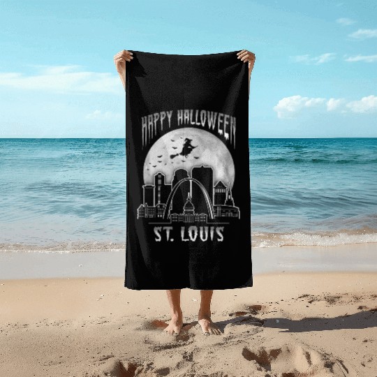 St. Louis Missouri Happy Halloween Beach Towels