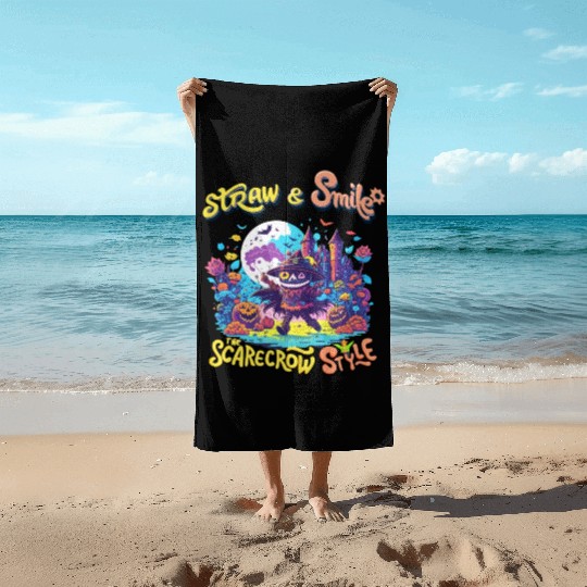 Straw & Smile The Scarecrow Funny Cute Halloween Beach Towels